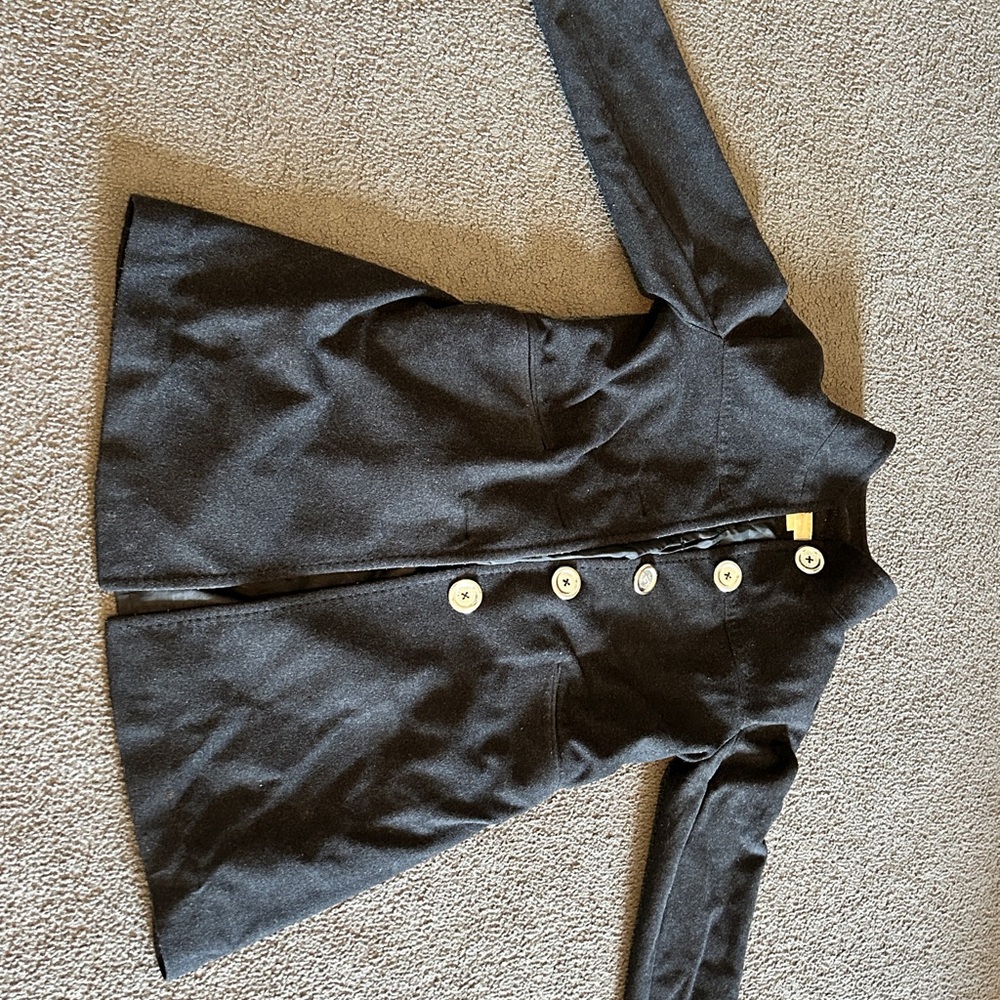 Classic Black Button-Front Wool Coat - image 1